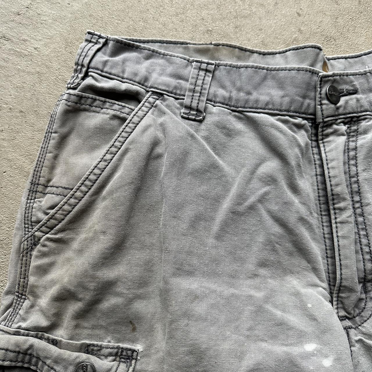 Thrashed Carhartt Grey Cargo Shorts - 35