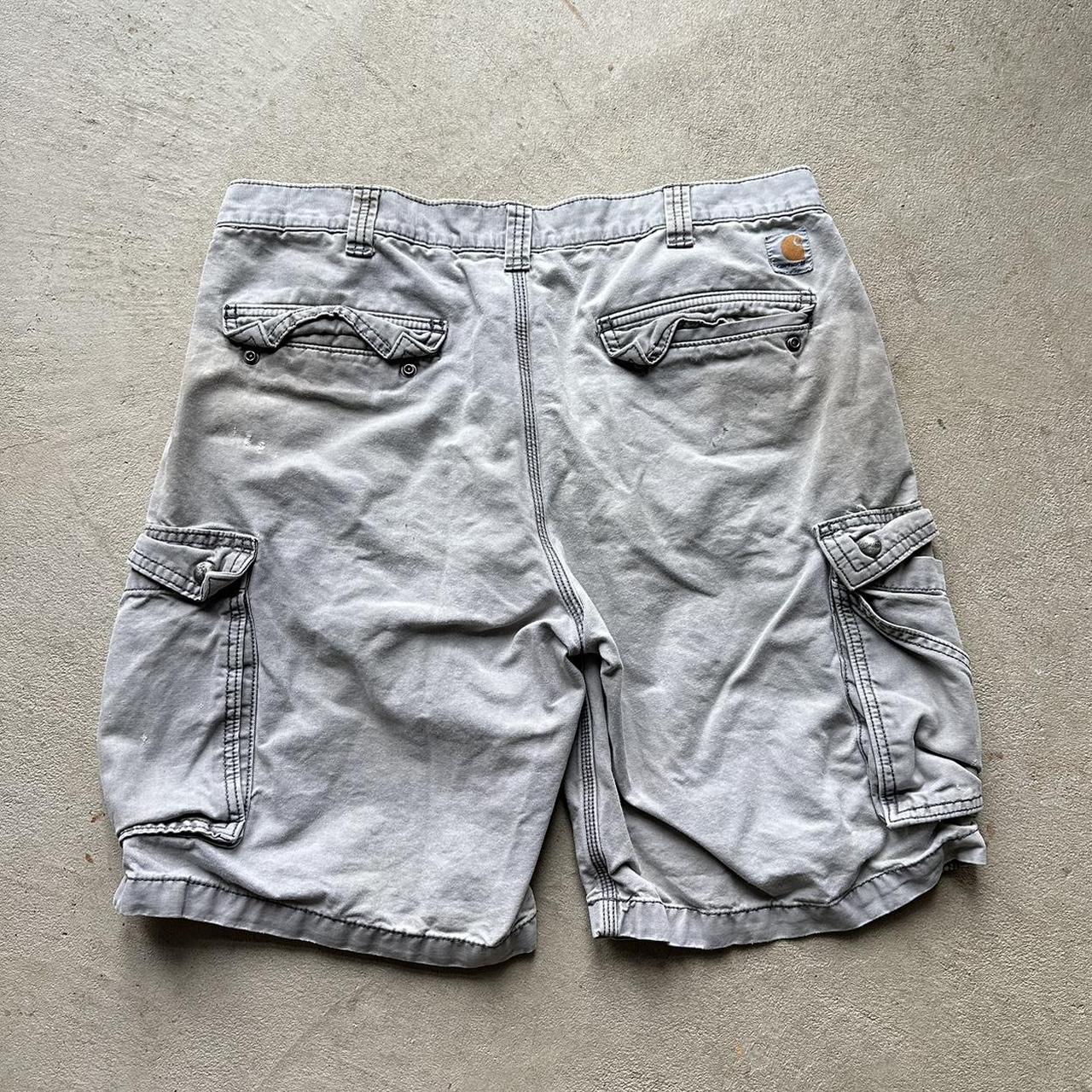 Thrashed Carhartt Grey Cargo Shorts - 35