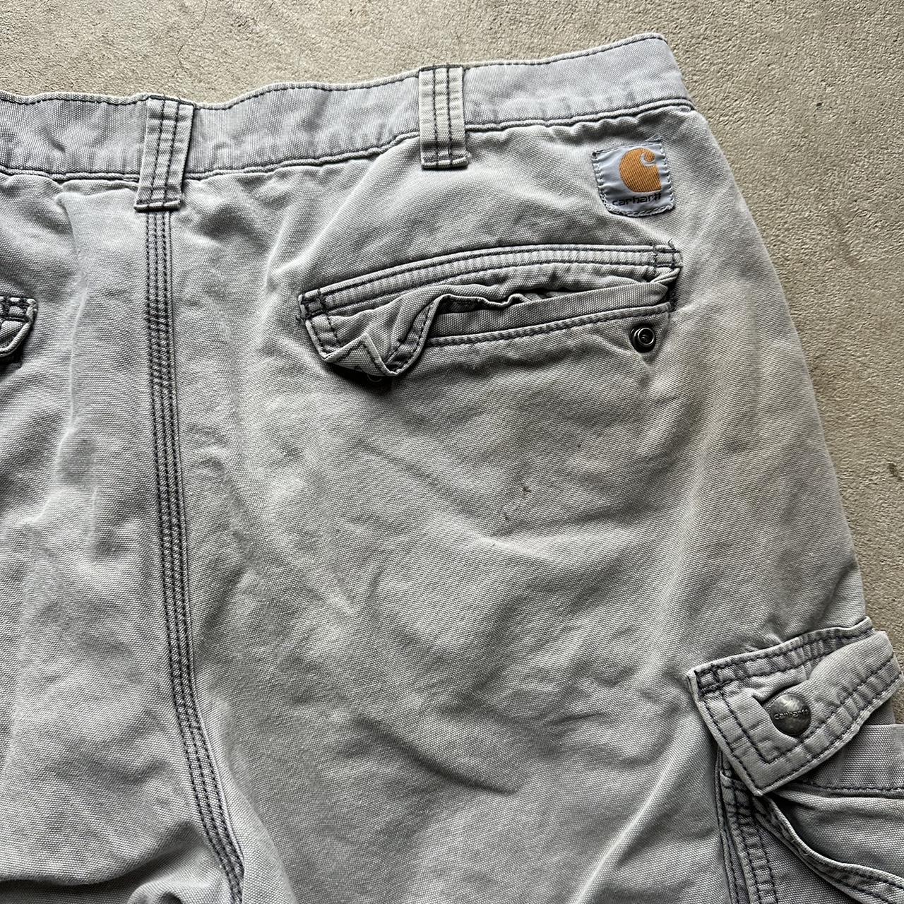 Thrashed Carhartt Grey Cargo Shorts - 35