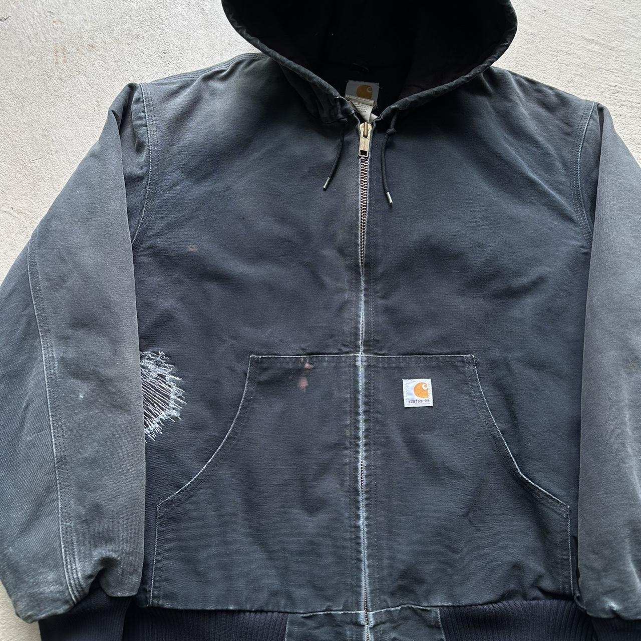 Vintage Carhartt Faded Black Hooded Jacket - XL