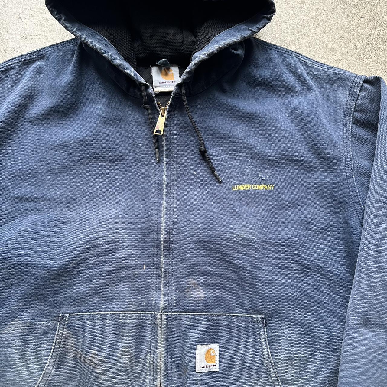 Vintage Carhartt Faded Navy Hooded Jacket  -XL