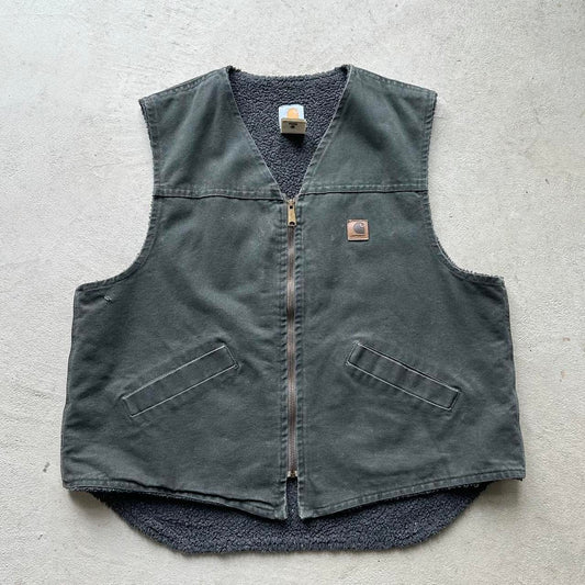Vintage Carhartt Dark Green Sherpa Vest - XL