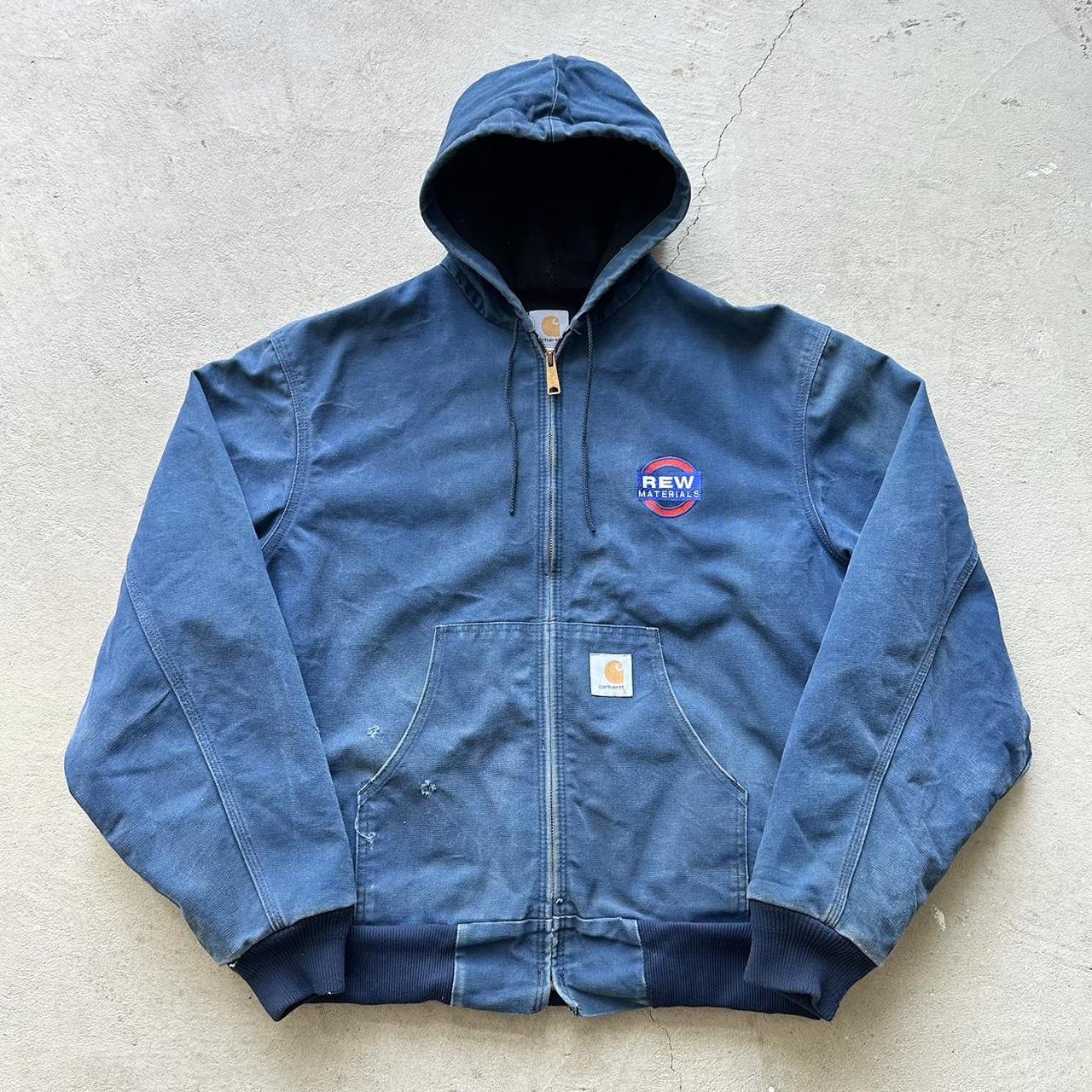 Vintage Carhartt Faded Blue Hooded Jacket