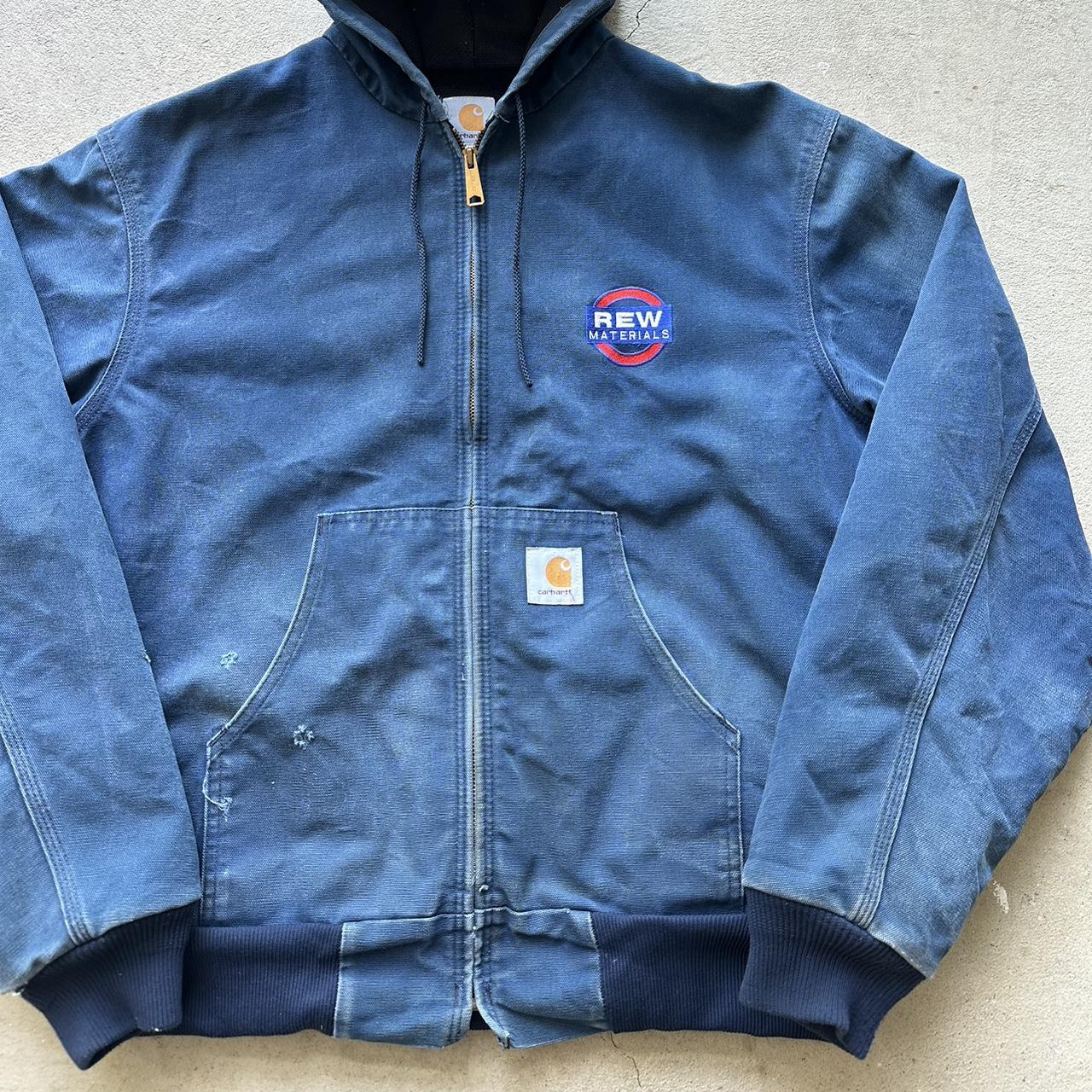 Vintage Carhartt Faded Blue Hooded Jacket