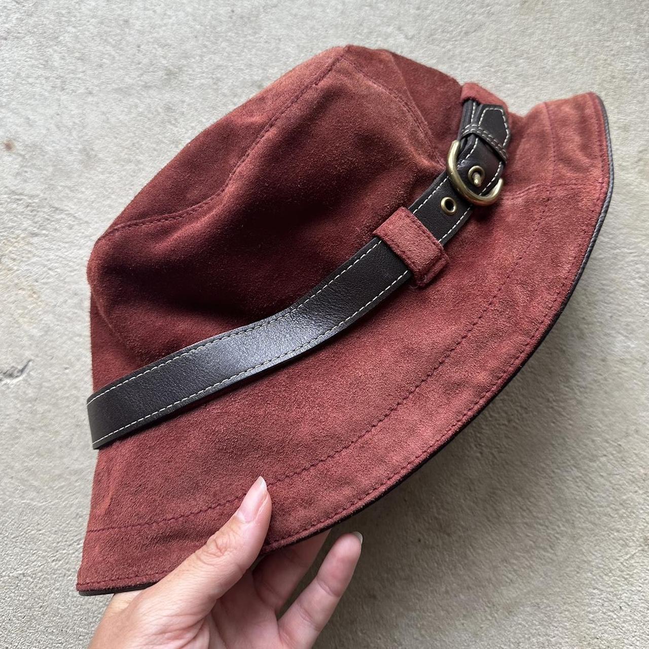 Vintage Y2K Coach Burgundy Suede Bucket Hat