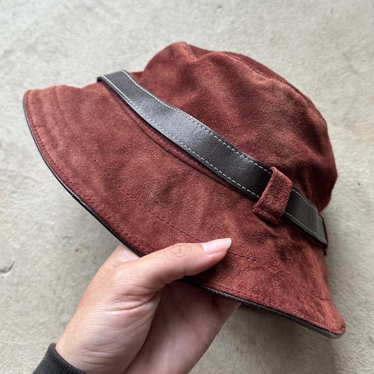 Vintage Y2K Coach Burgundy Suede Bucket Hat