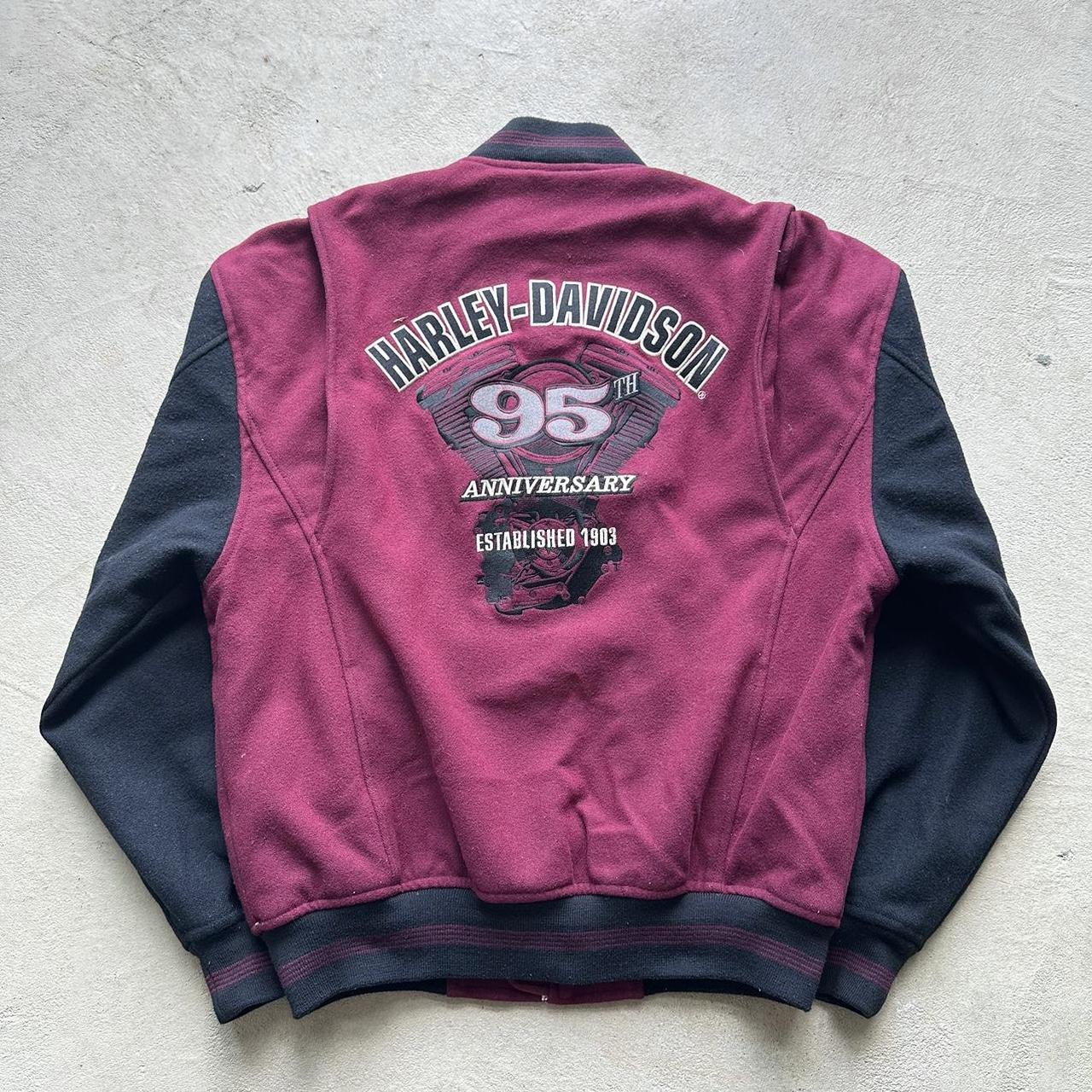 Vintage Harley Davidson Maroon Bomber Jacket