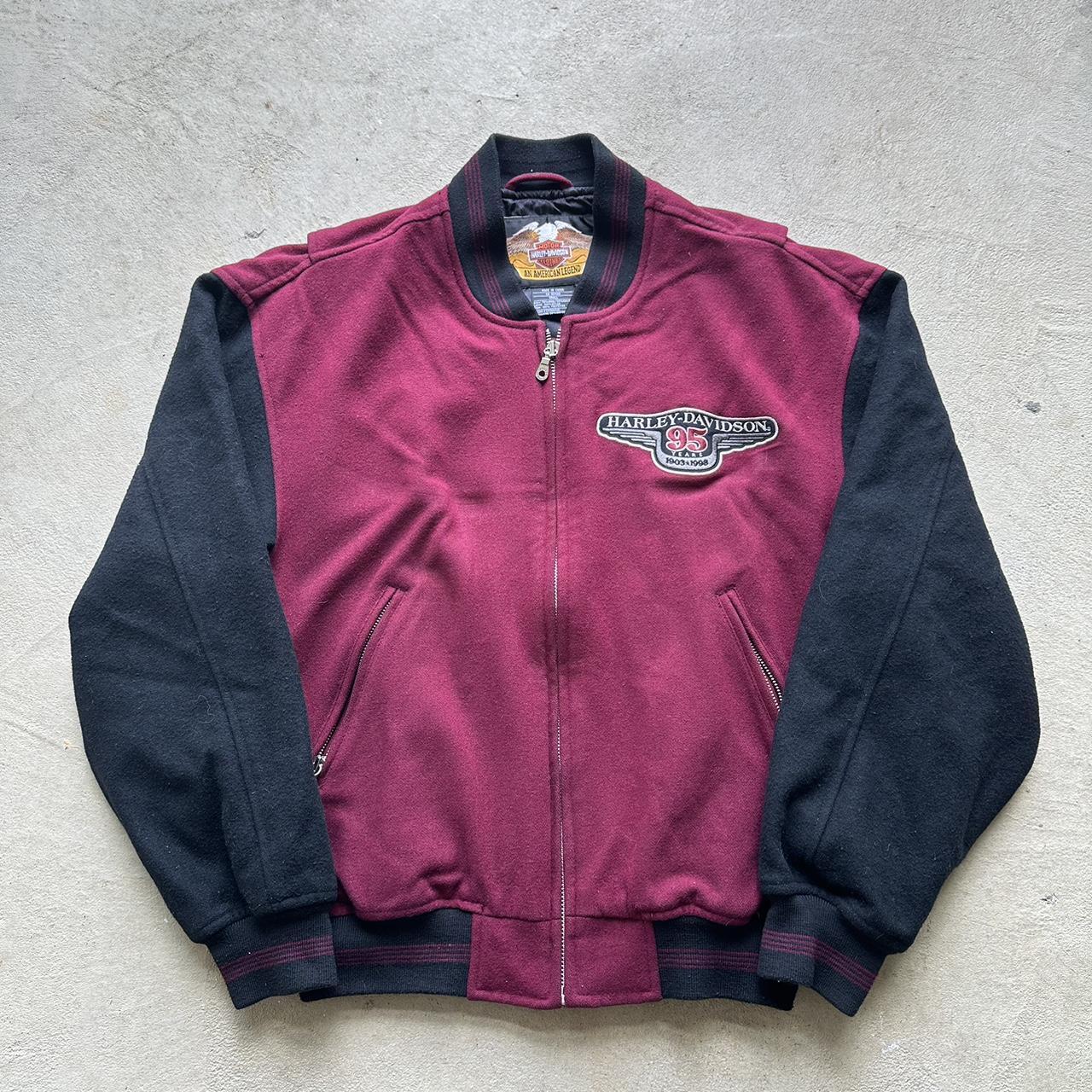 Vintage Harley Davidson Maroon Bomber Jacket