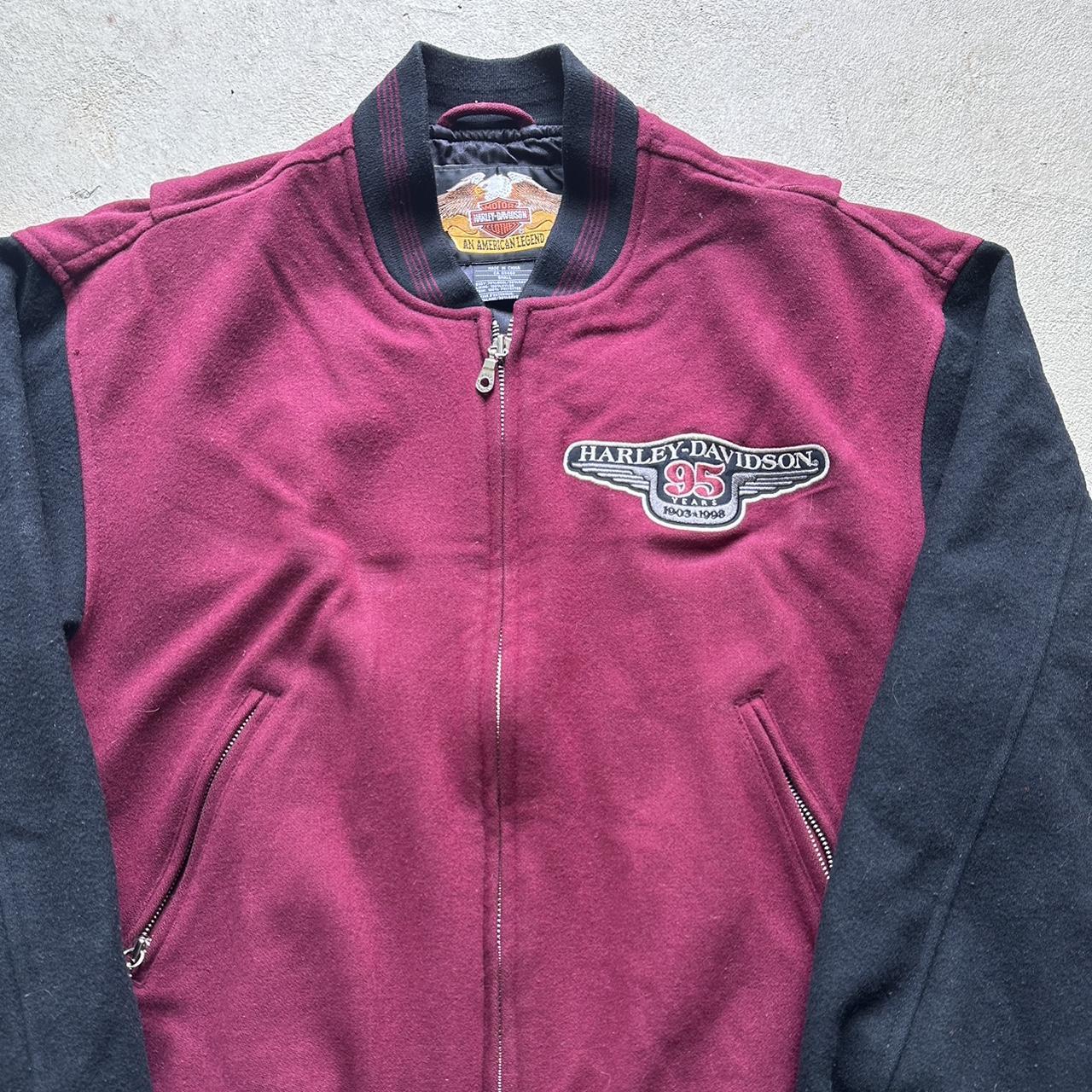 Vintage Harley Davidson Maroon Bomber Jacket