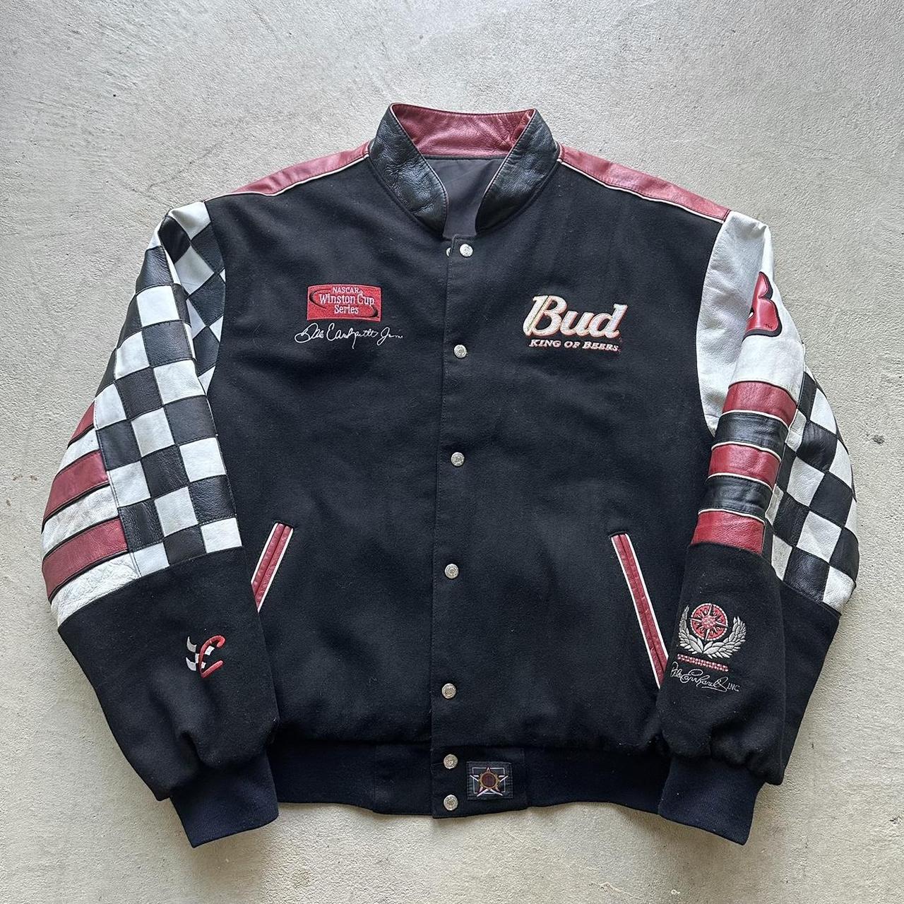 Vintage Budweiser NASCAR Racing Leather Reversible Jacket - XL