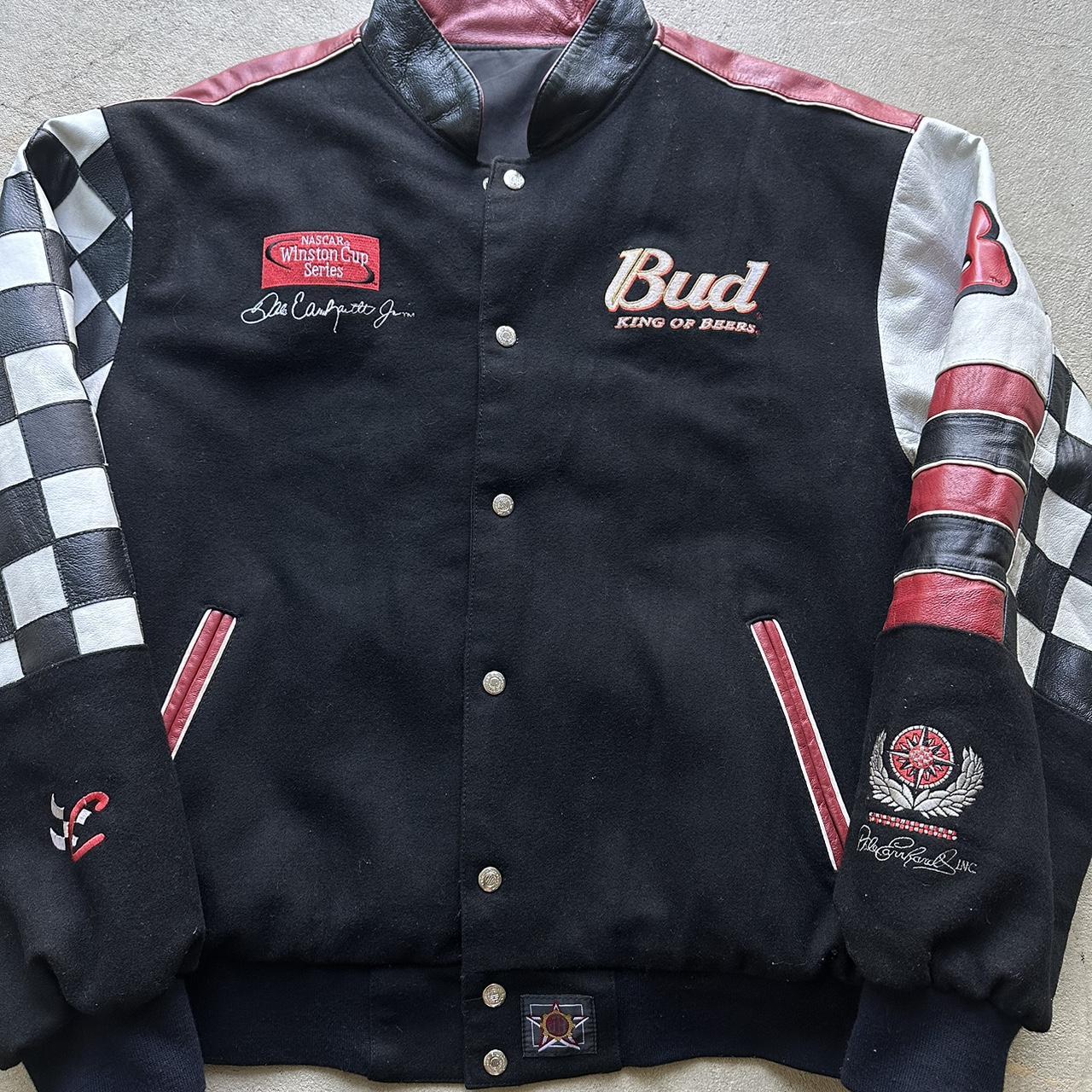 Vintage Budweiser NASCAR Racing Leather Reversible Jacket - XL