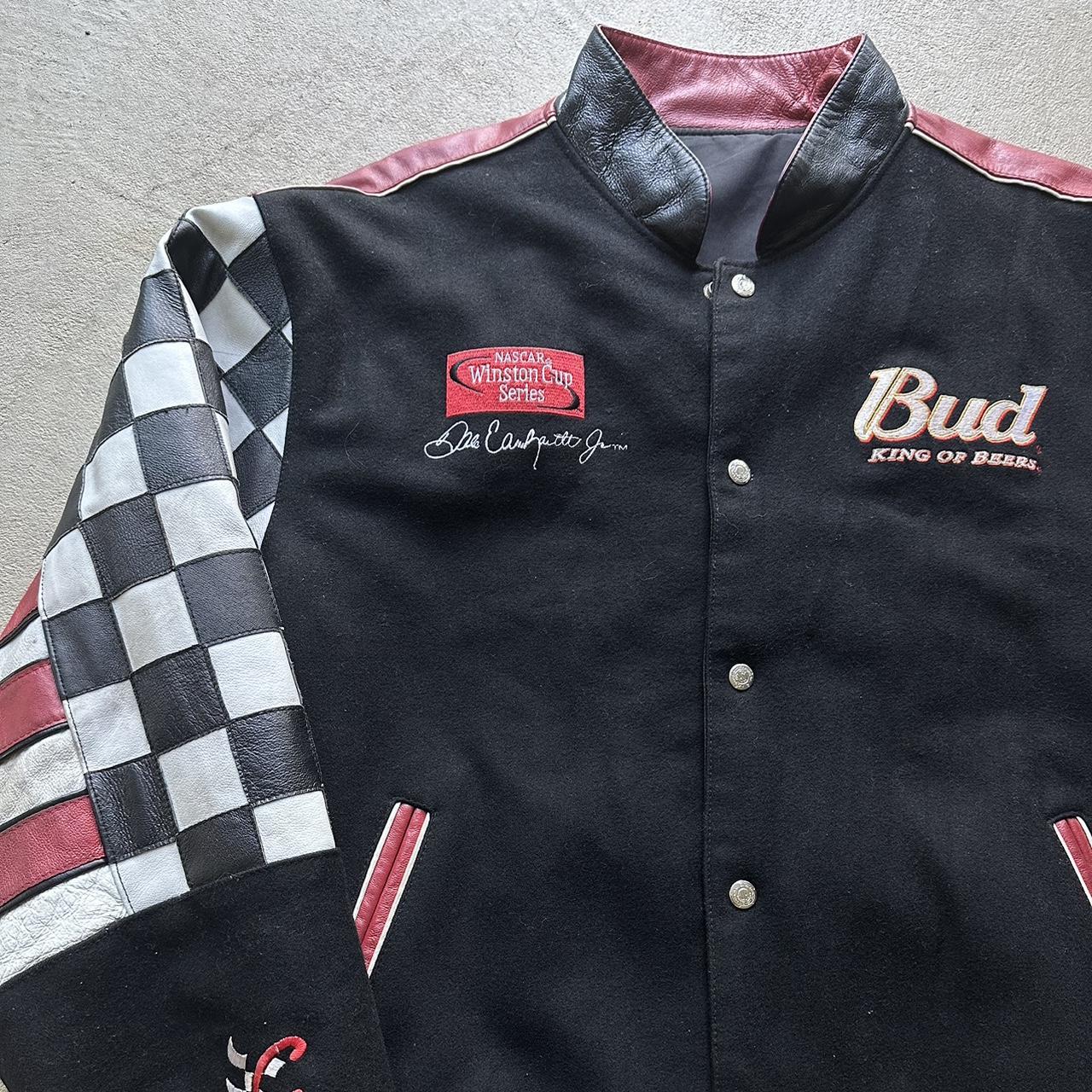 Vintage Budweiser NASCAR Racing Leather Reversible Jacket - XL