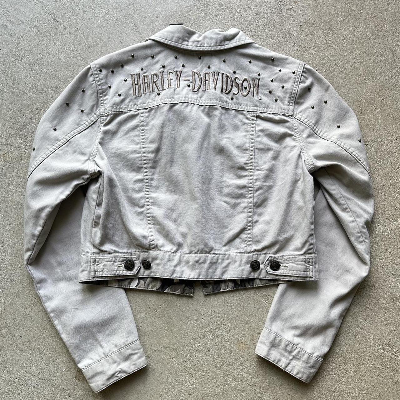 Vintage Harley Davidson Studded Cropped Denim Jacket