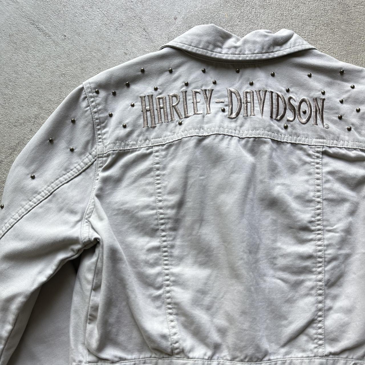 Vintage Harley Davidson Studded Cropped Denim Jacket