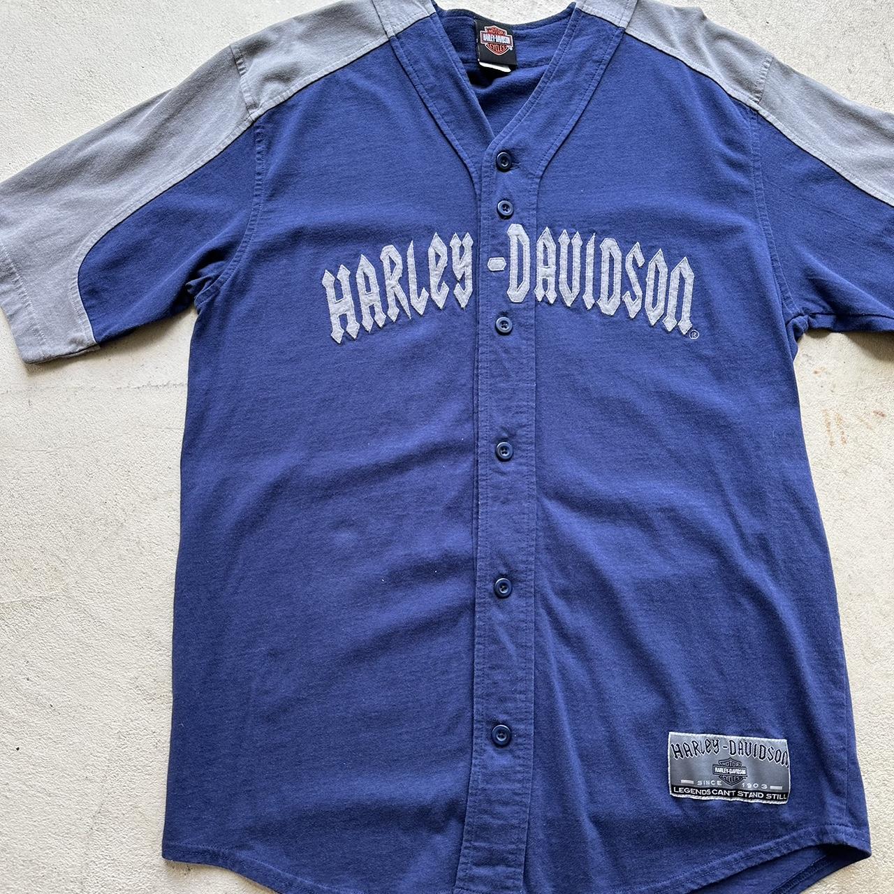 Vintage Harley Davidson Navy Jersey Button Up - L