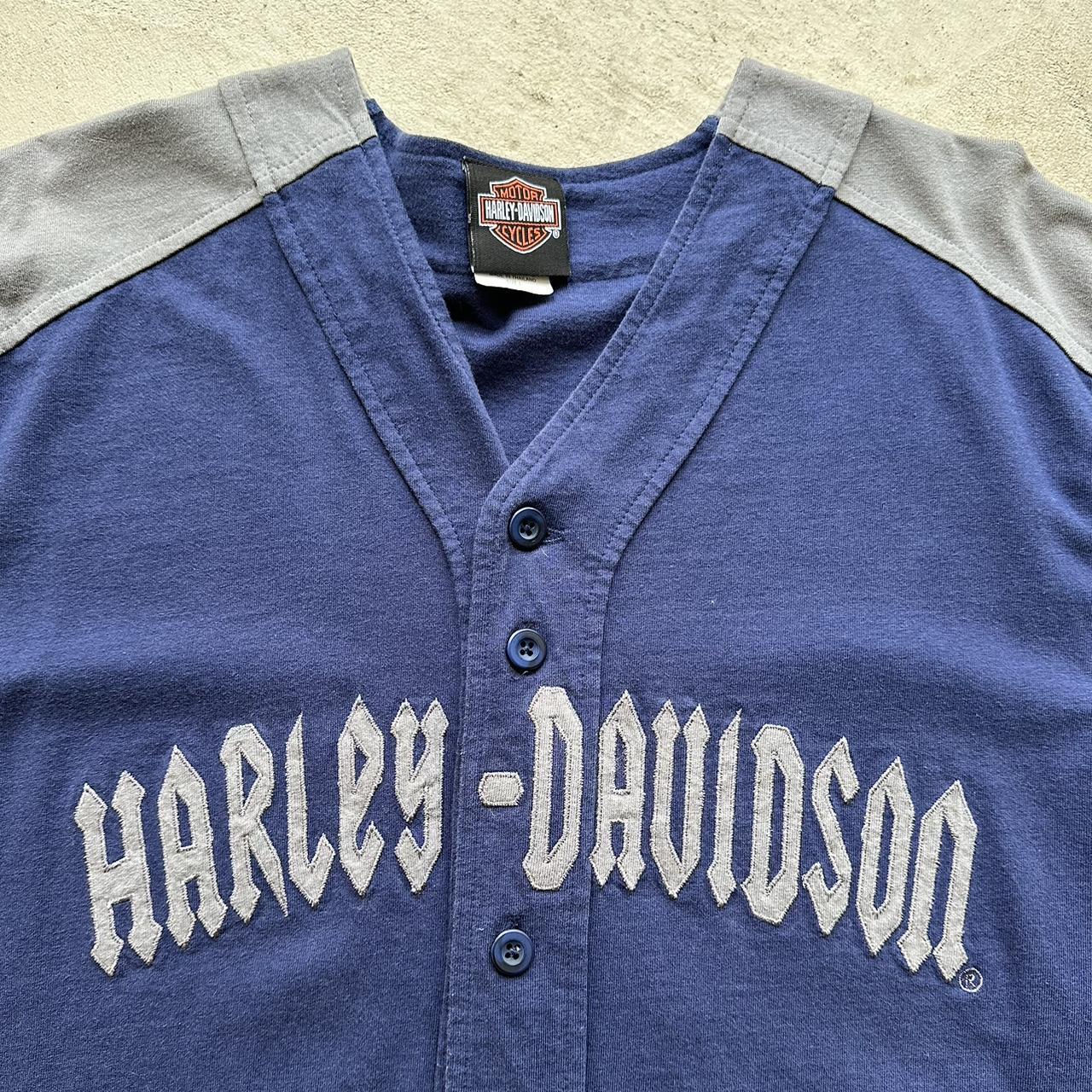 Vintage Harley Davidson Navy Jersey Button Up - L