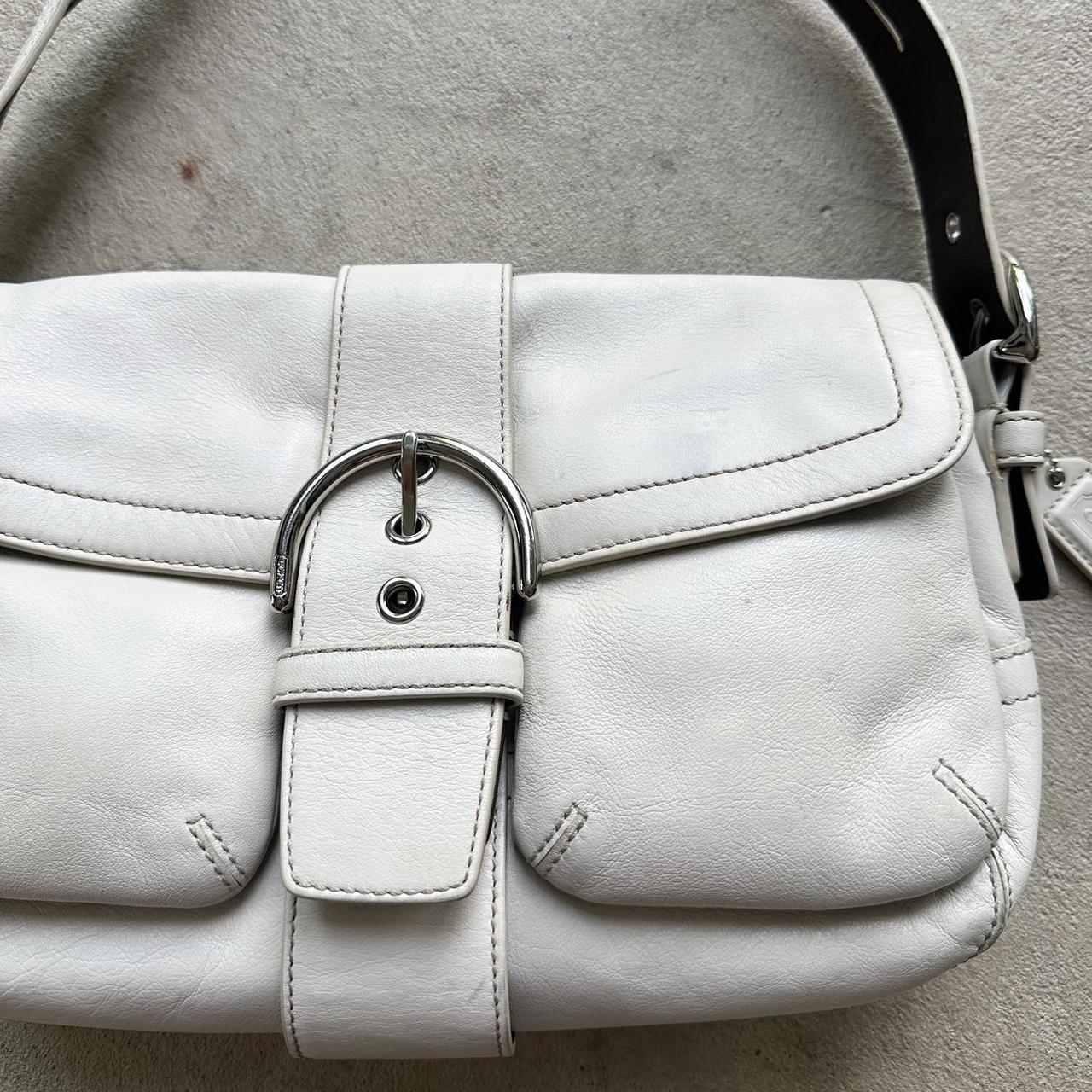 Vintage Y2K Coach White Square Soho Leather Shoulder Bag