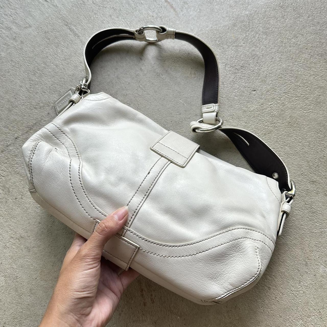 Vintage Y2K Coach White Square Soho Leather Shoulder Bag