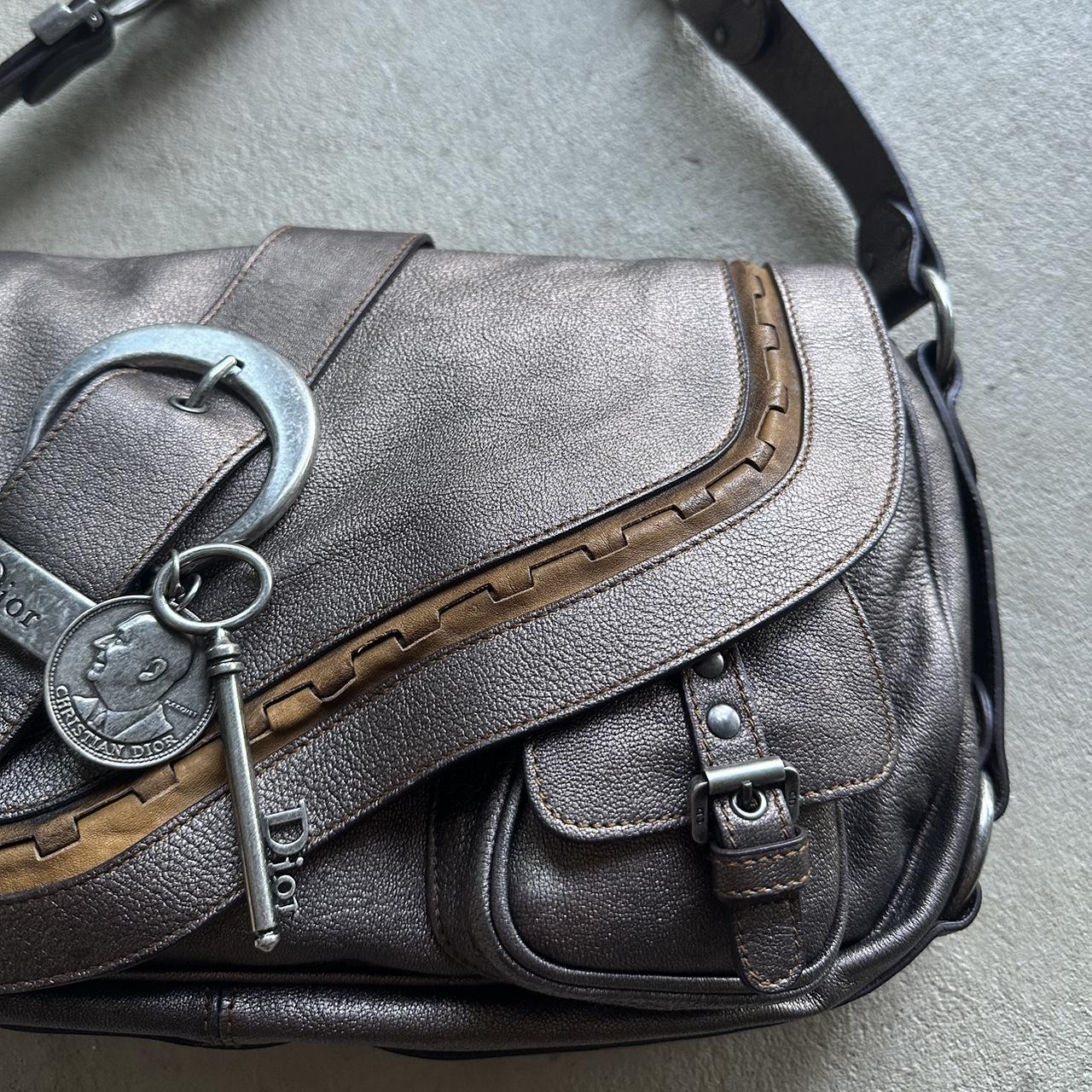 Vintage ‘06 Dior Gaucho Double Saddle Metallic Leather Shoulder Bag