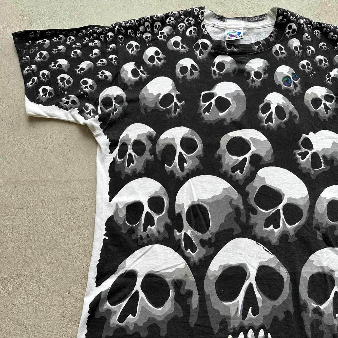 Vintage 90’s Liquid Blue Skull T-Shirt - L