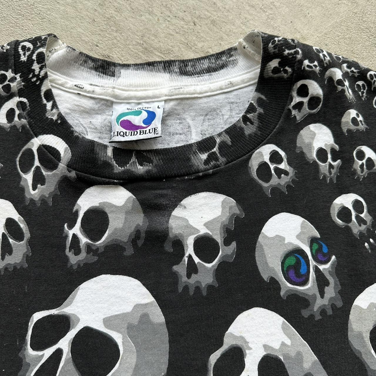 Vintage 90’s Liquid Blue Skull T-Shirt - L