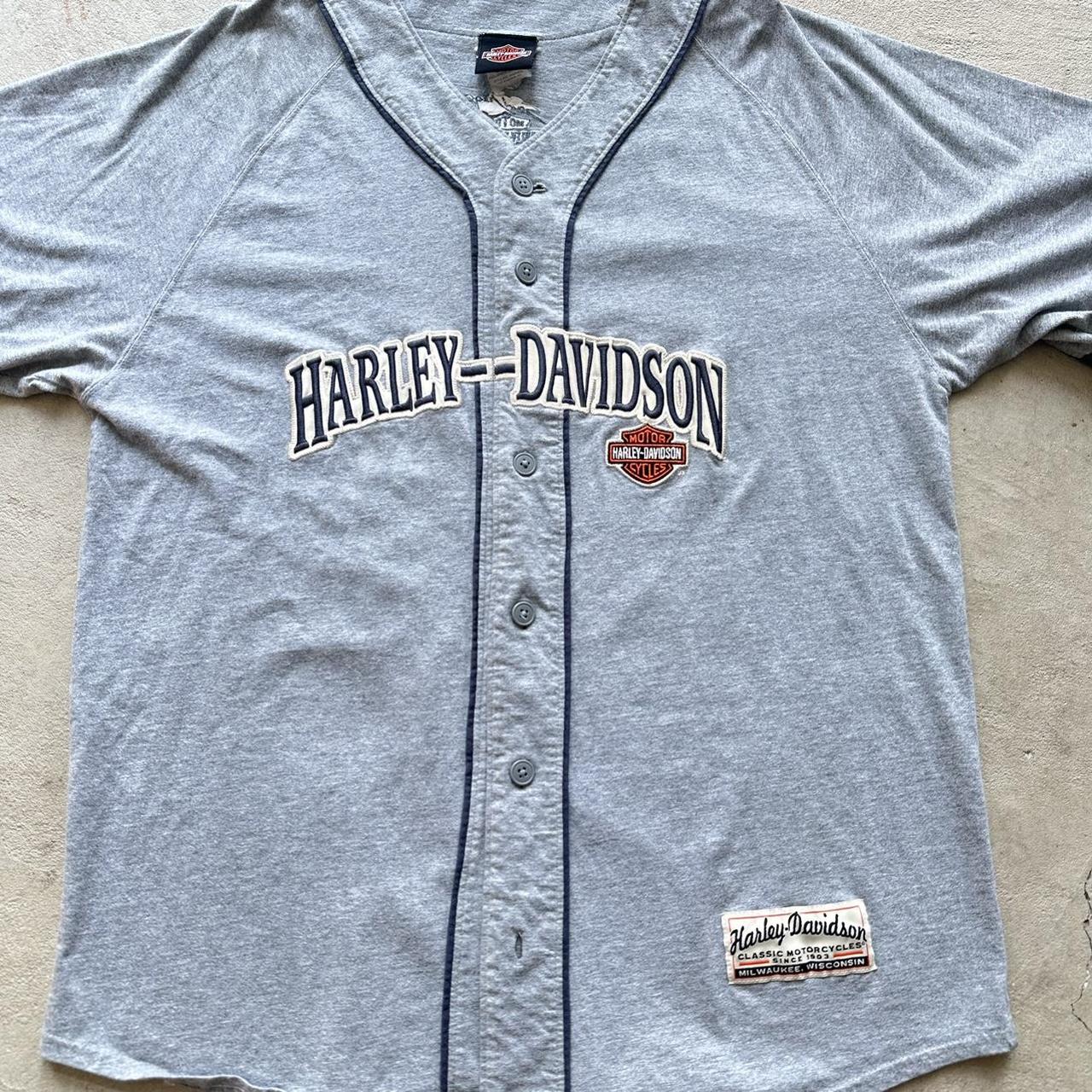 Vintage Harley Davidson Grey Jersey Button Up - L