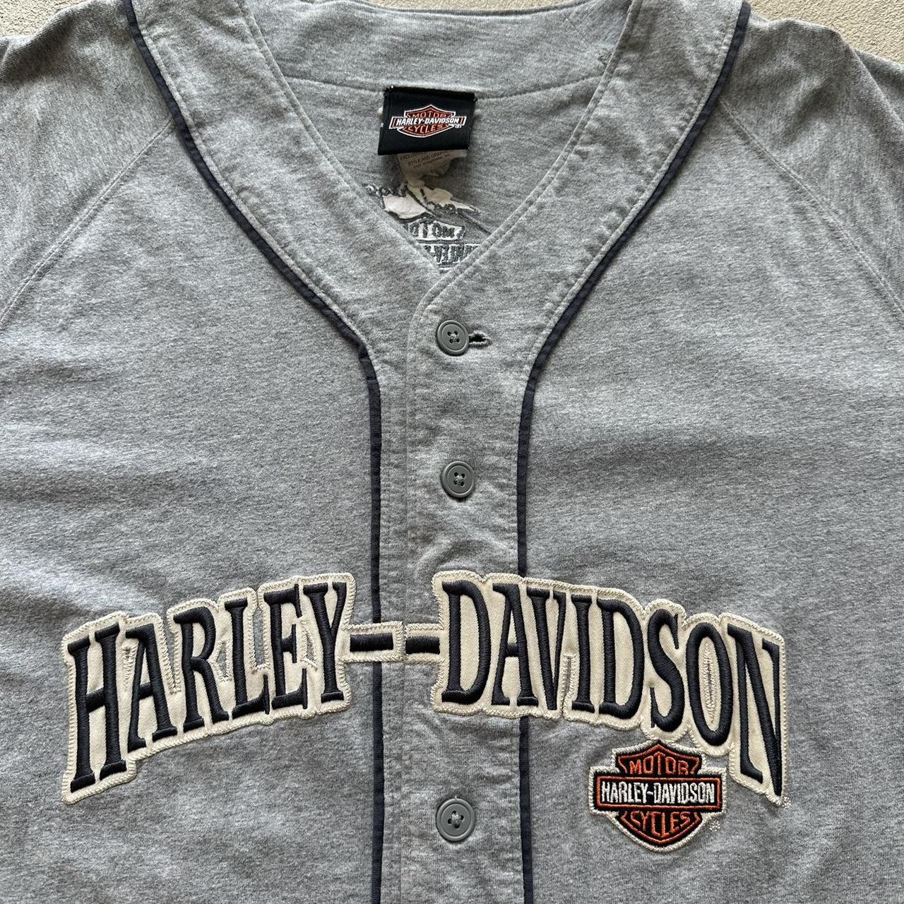 Vintage Harley Davidson Grey Jersey Button Up - L