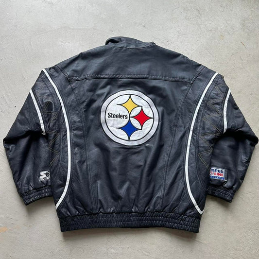 Vintage NFL Steelers Starter Leather Jacket - XL