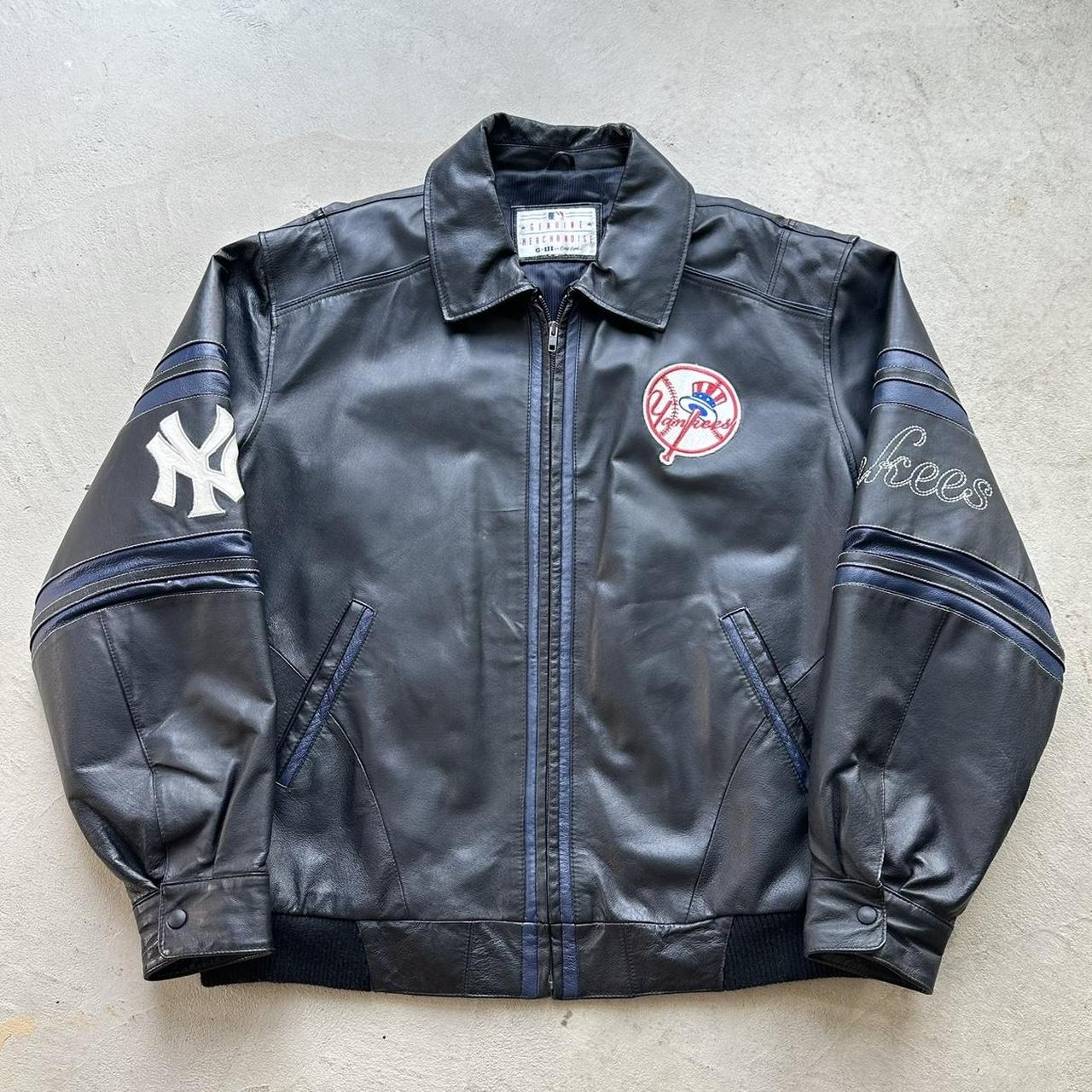 Vintage New York Yankees Black Leather Jacket - XXL