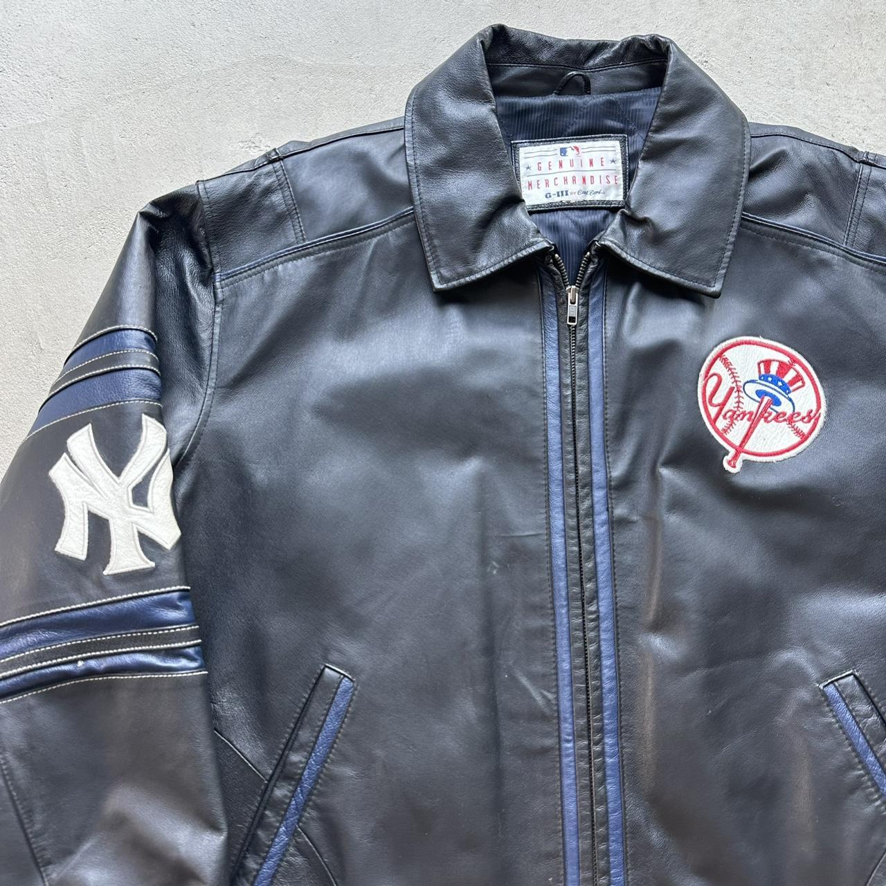 Vintage New York Yankees Black Leather Jacket - XXL