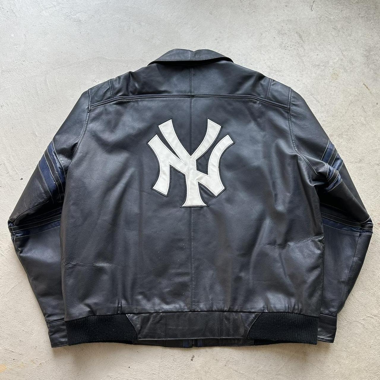 Vintage New York Yankees Black Leather Jacket - XXL