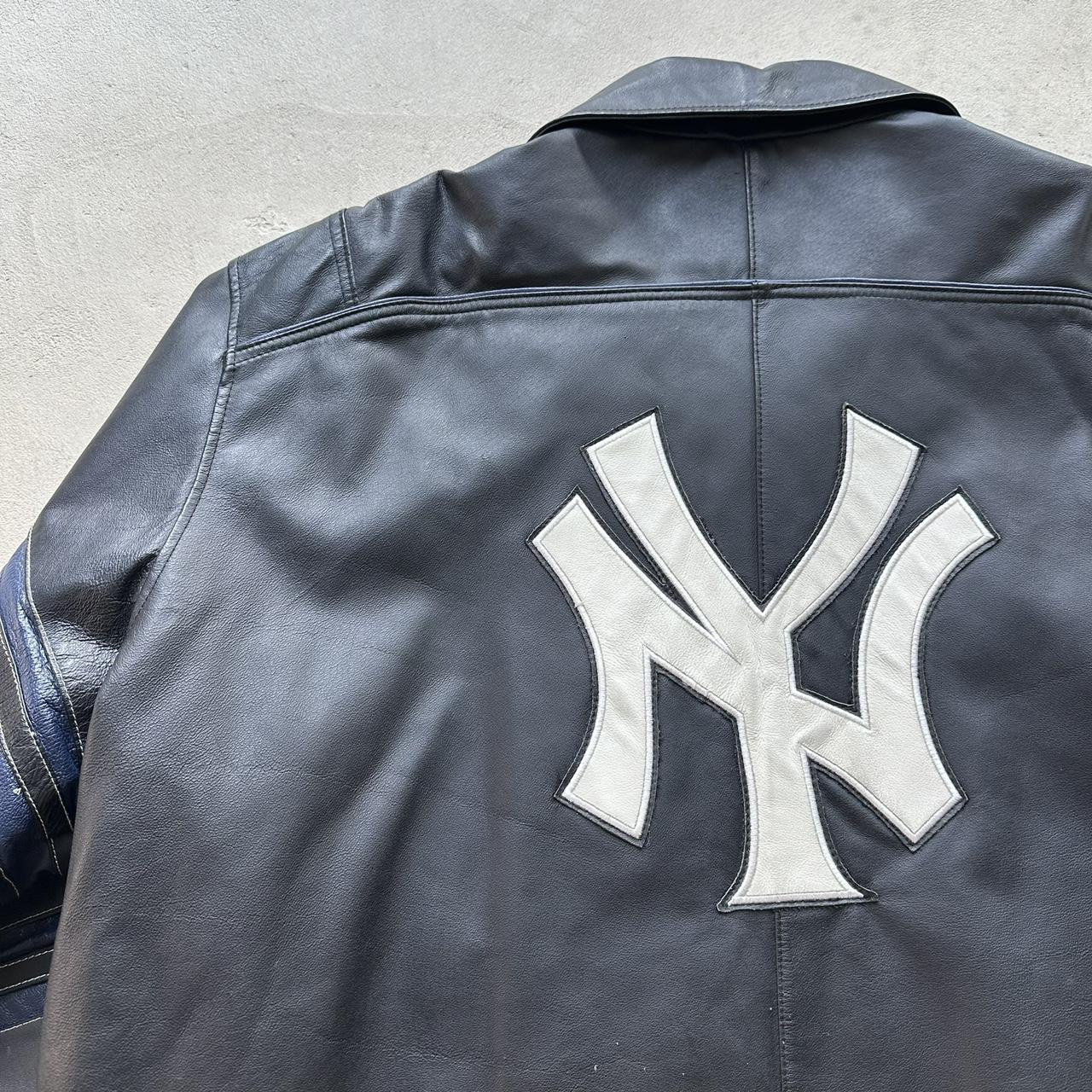 Vintage New York Yankees Black Leather Jacket - XXL