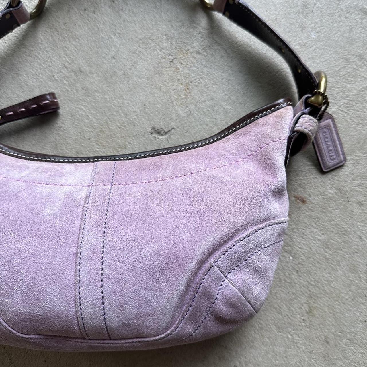 Vintage Y2K Coach Pale Pink Croissant Suede Shoulder Bag