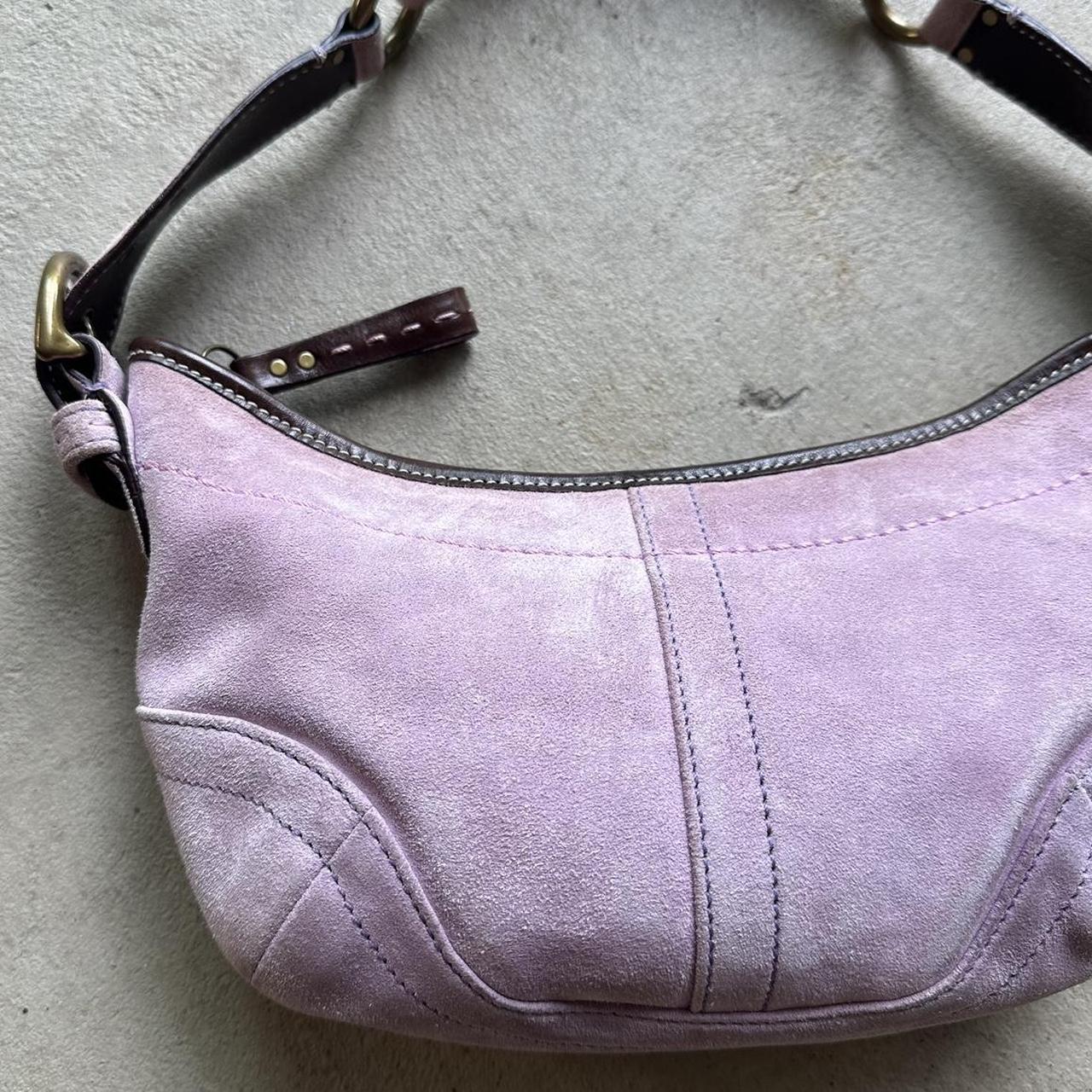 Vintage Y2K Coach Pale Pink Croissant Suede Shoulder Bag