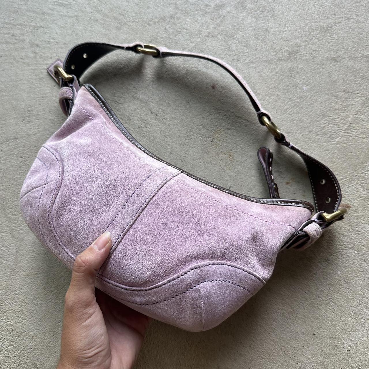 Vintage Y2K Coach Pale Pink Croissant Suede Shoulder Bag