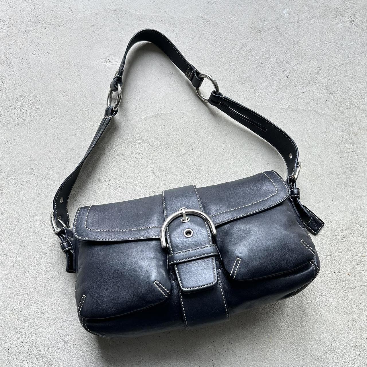 Vintage Y2K Coach Black Square Soho Leather Shoulder Bag