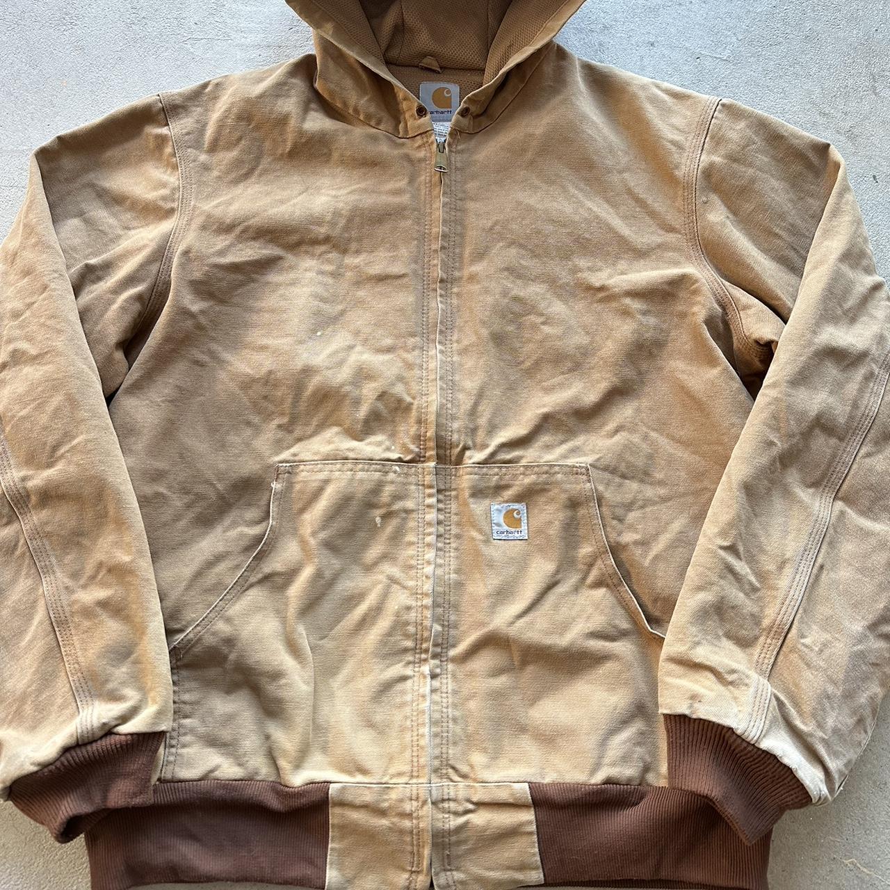 Vintage Carhartt Faded Tan Hooded Jacket - L