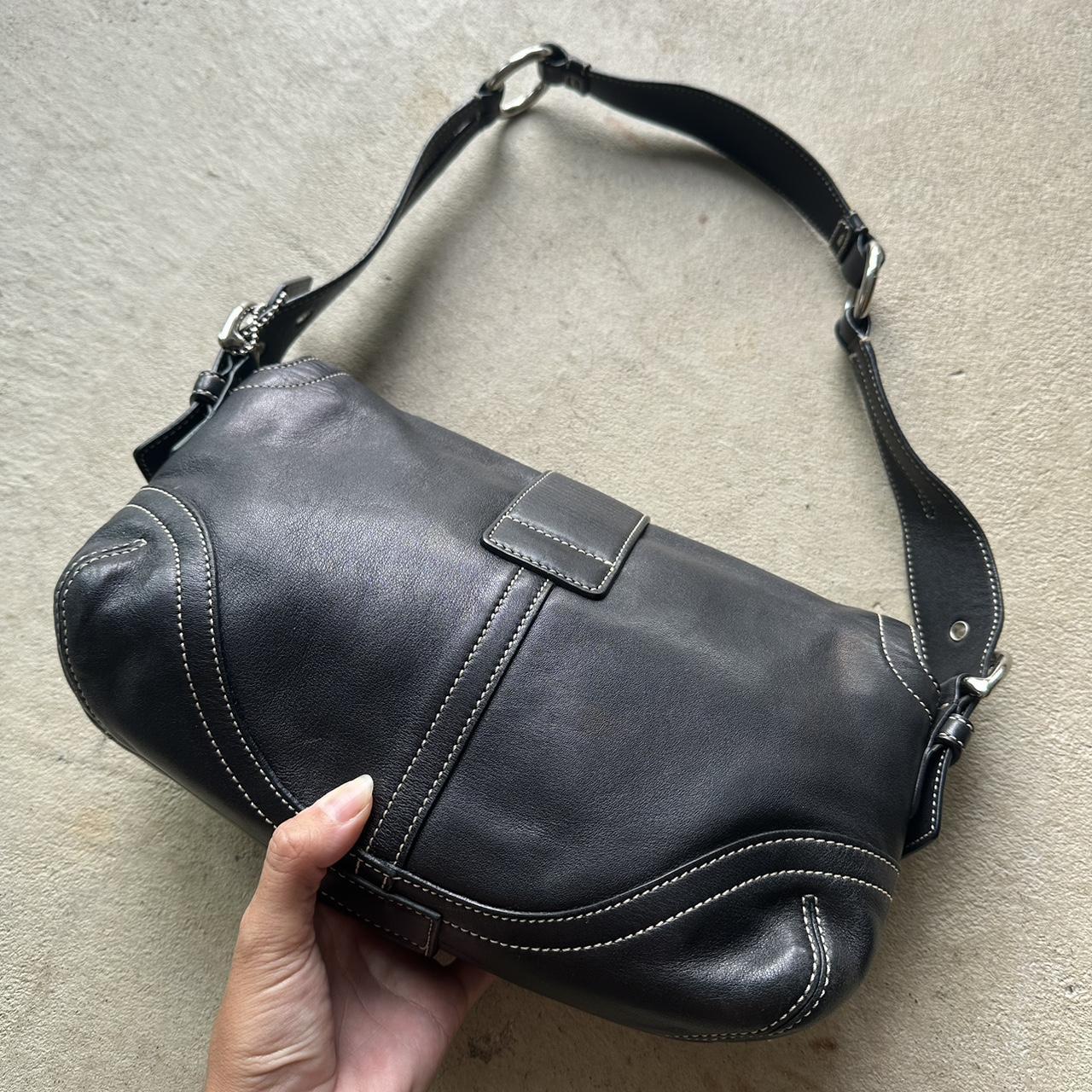 Vintage Y2K Coach Black Square Soho Leather Shoulder Bag