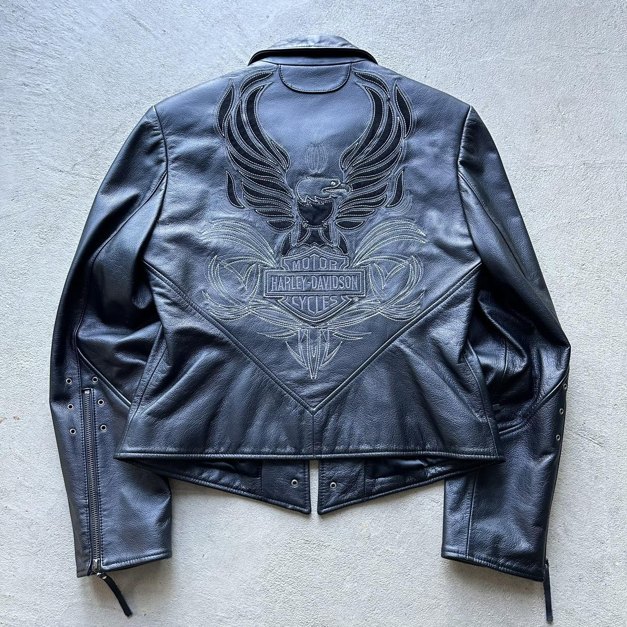 Vintage Harley Davidson Black Leather Motorcycle Jacket - M