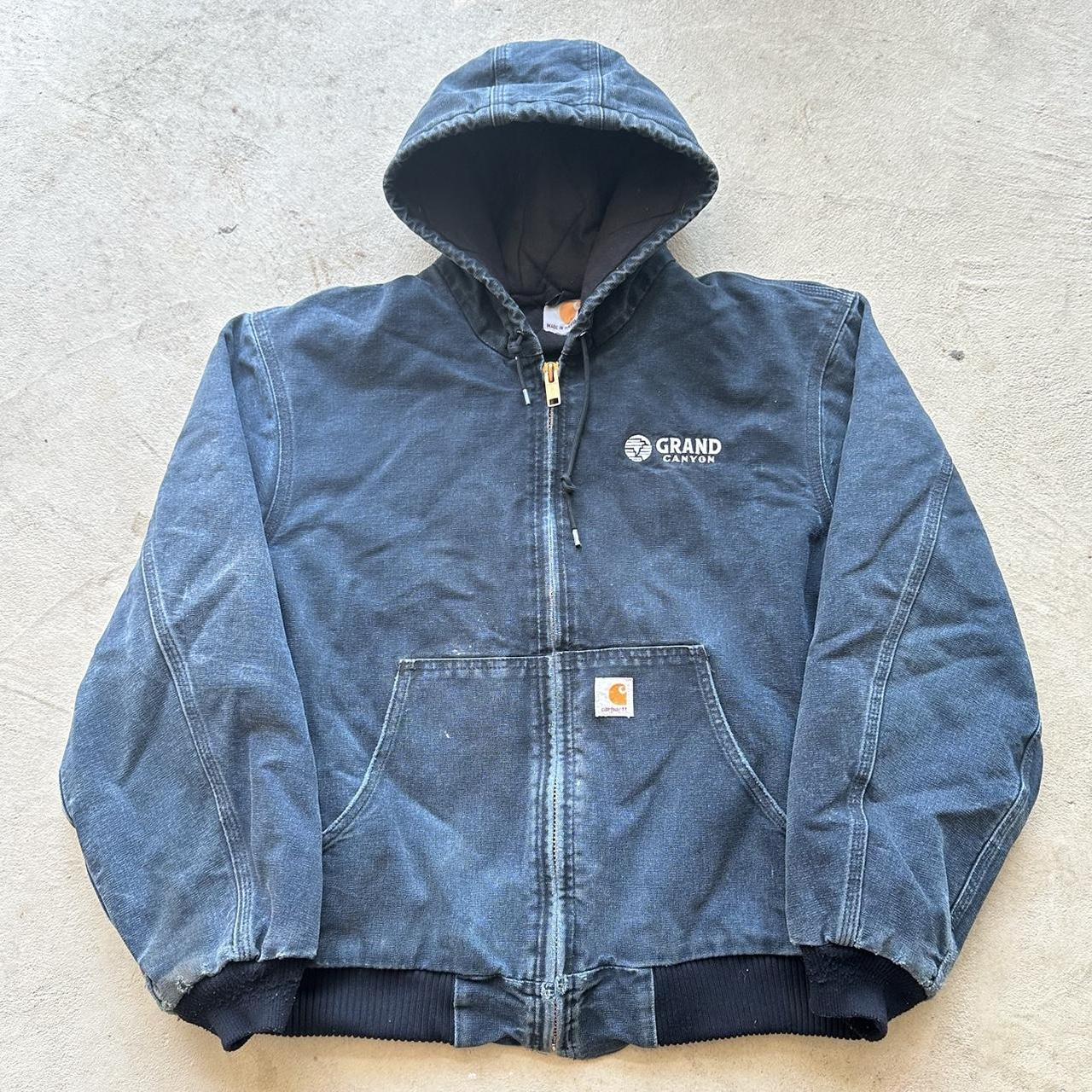 Vintage Carhartt Faded Black Hooded Jacket - L