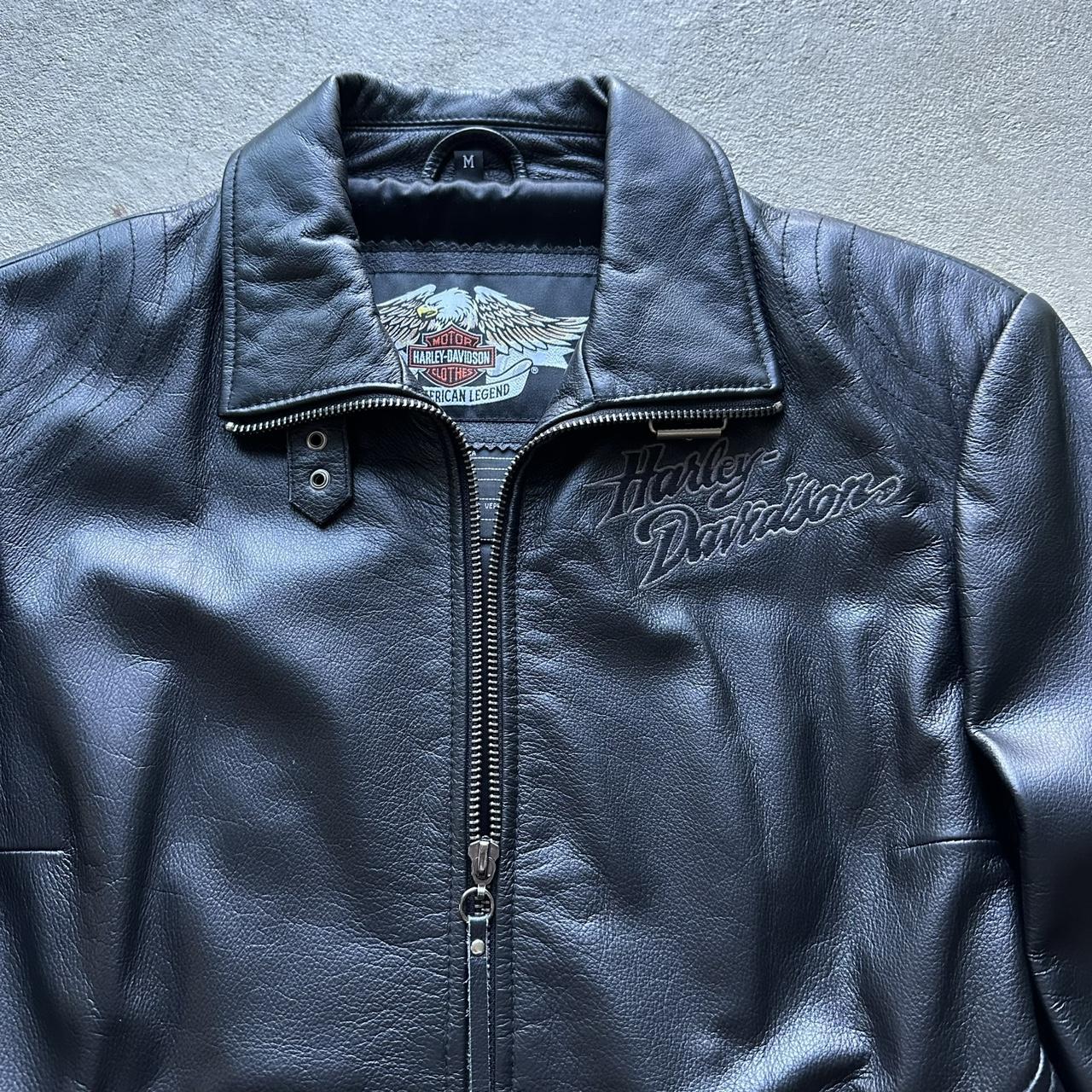 Vintage Harley Davidson Black Leather Motorcycle Jacket - M