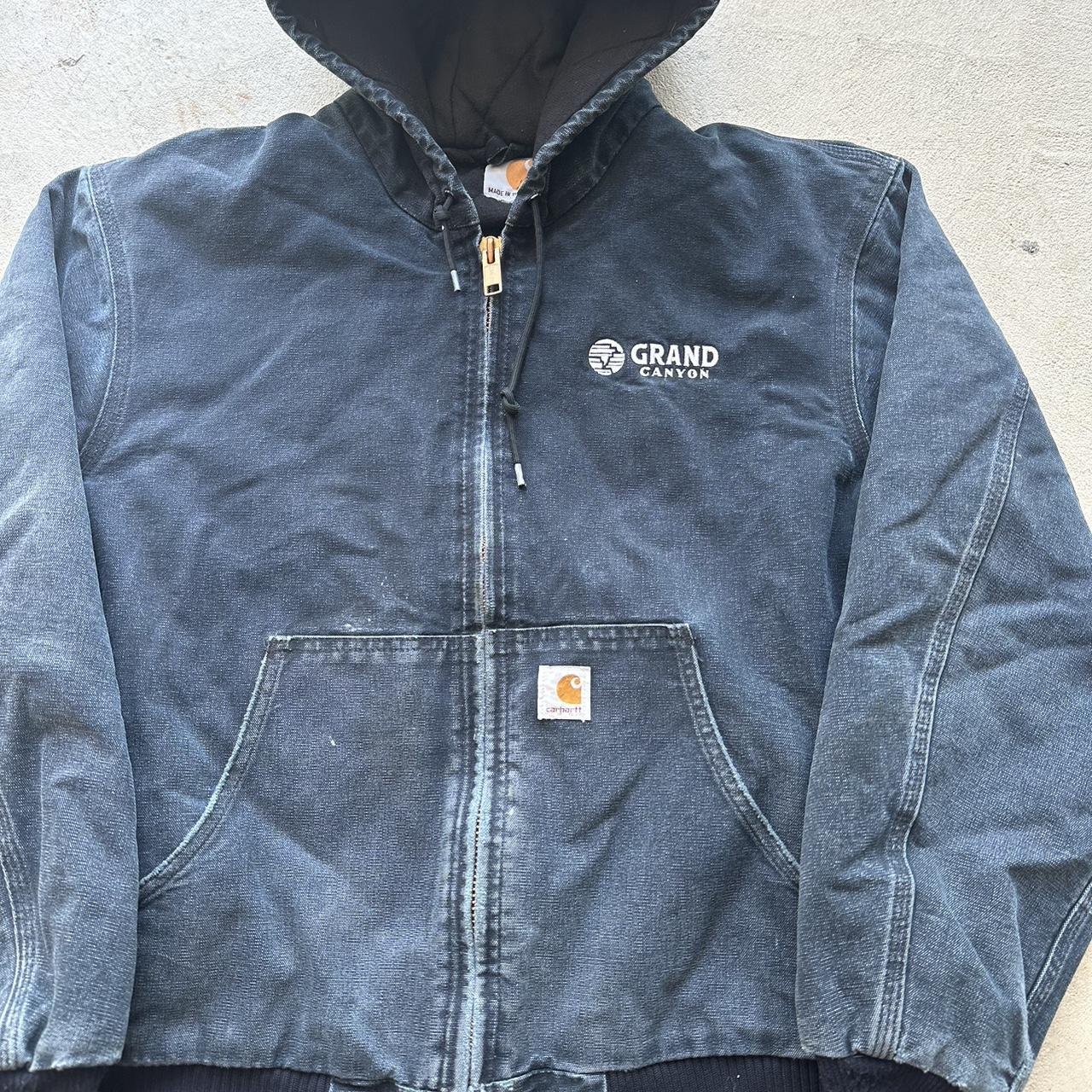 Vintage Carhartt Faded Black Hooded Jacket - L