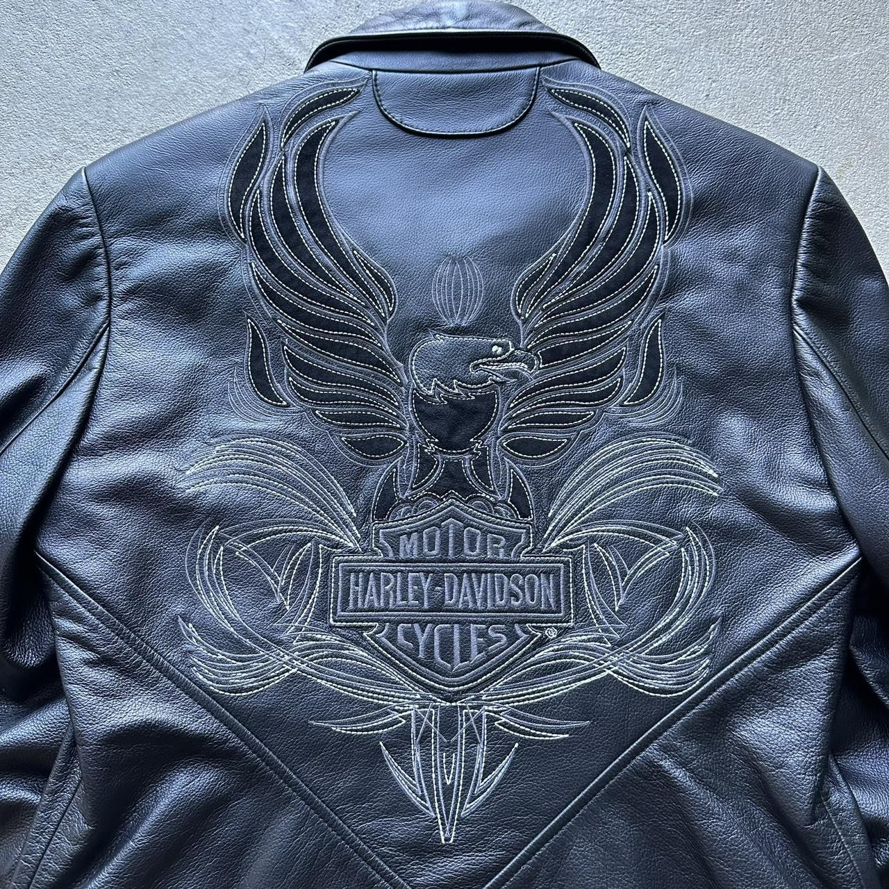 Vintage Harley Davidson Black Leather Motorcycle Jacket - M