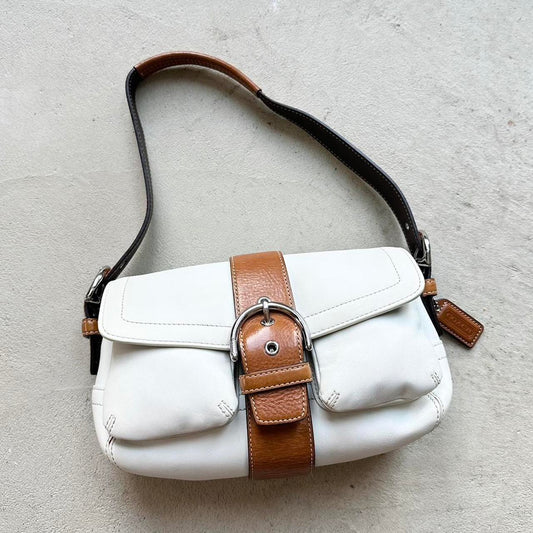 Vintage Y2K Coach White Mini Leather Square Soho Shoulder Bag