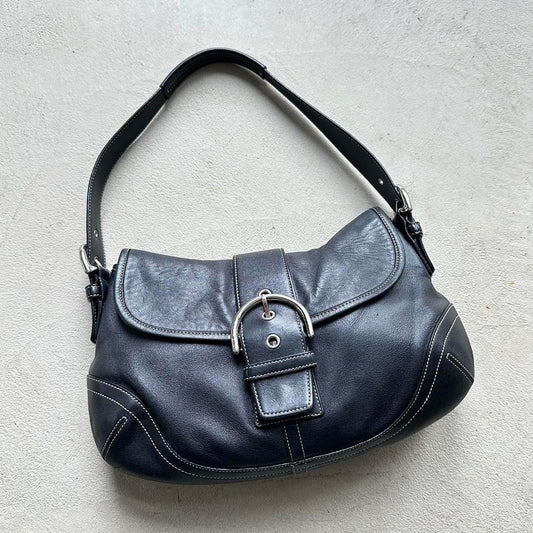 Vintage Y2K Coach Black Leather Soho Shoulder Bag