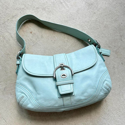 Vintage Y2K Coach Light Blue Leather Soho Shoulder Bag