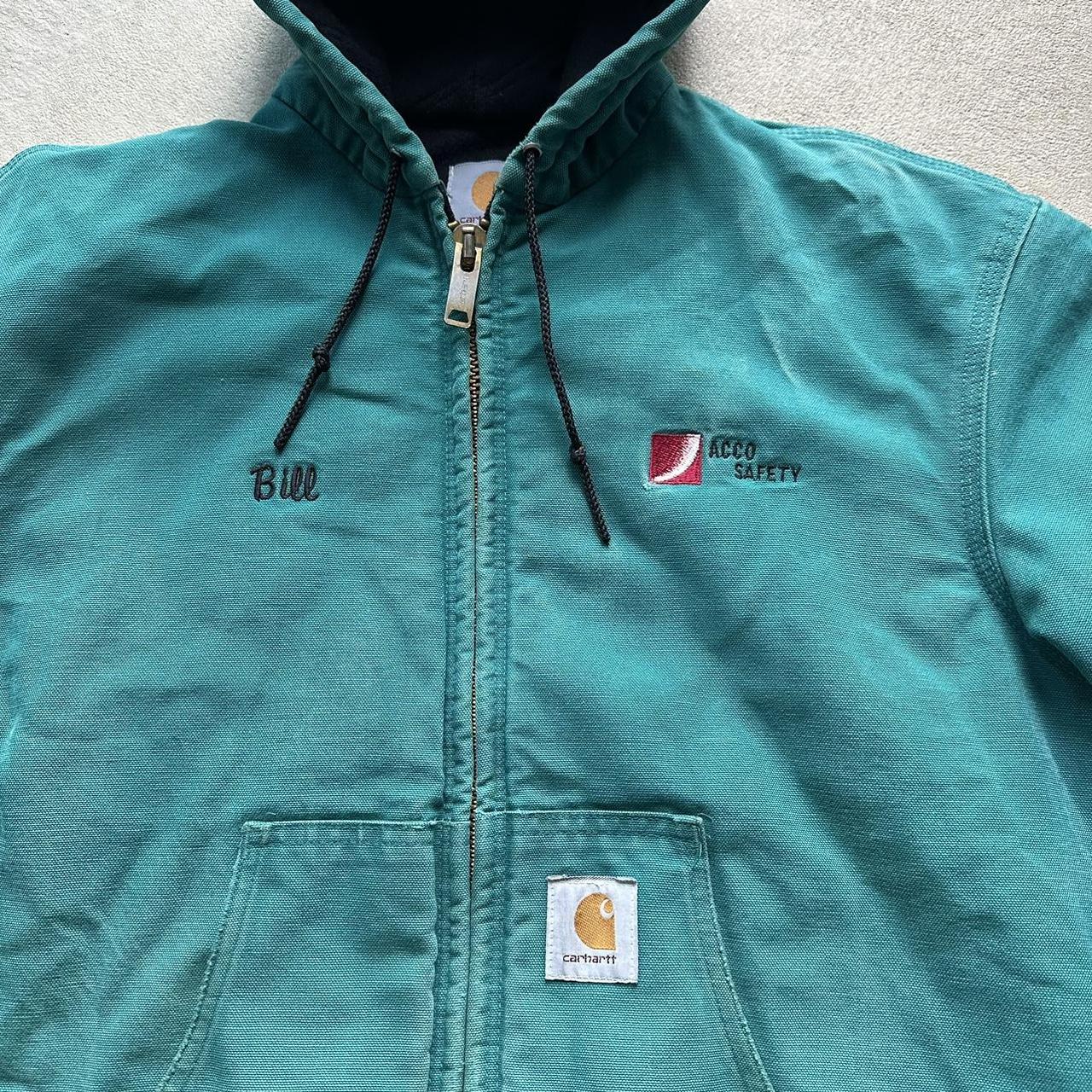 Rare Vintage Carhartt Aqua Blue Hooded Jacket - L