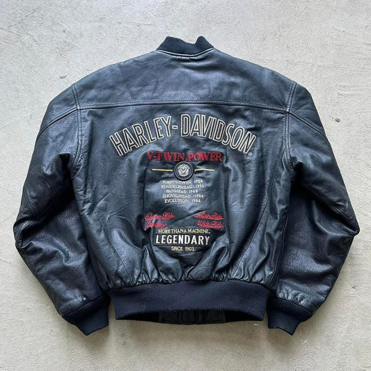 Vintage Harley Davidson Leather Bomber Jacket - XS