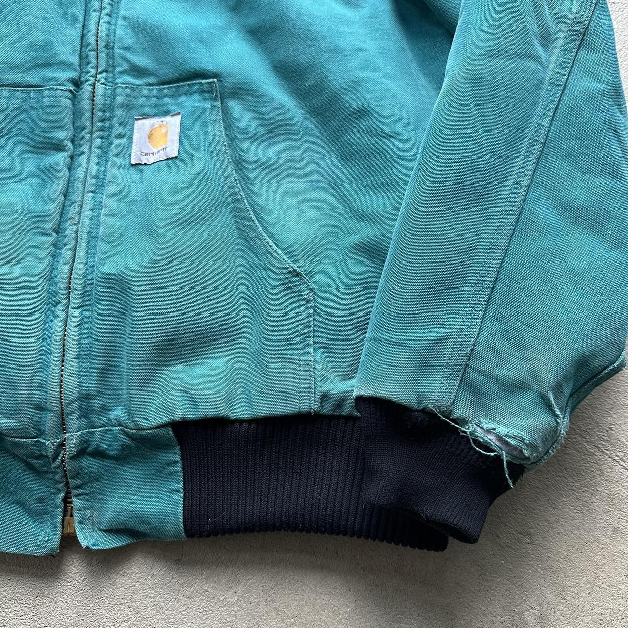 Rare Vintage Carhartt Aqua Blue Hooded Jacket - L