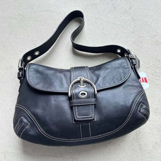 Vintage Y2K Coach Black Leather Soho Shoulder Bag